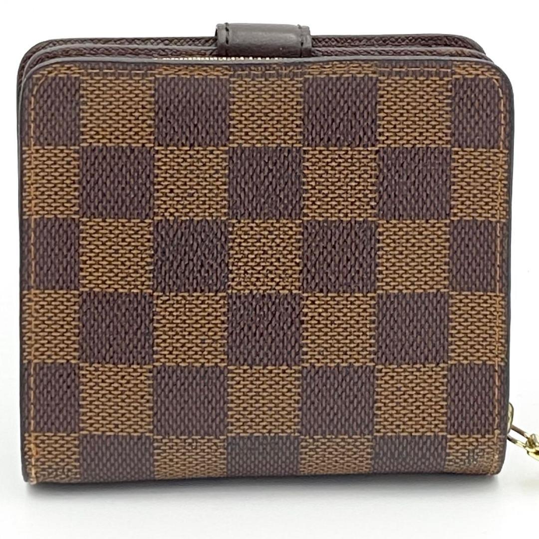 【美品】 ルイヴィトン ダミエ エベヌ コンパクトジップ 二つ折り財布