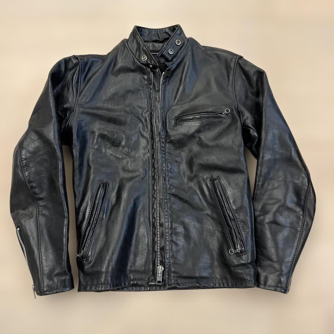 人気定番　Schott　641 立ち襟シングルライダース　３４　ボアライナー付