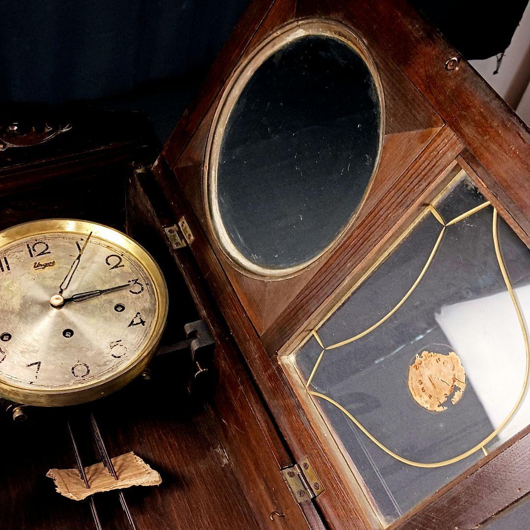 アンティーク 柱時計 壁掛け時計 振り子 ゼンマイ式