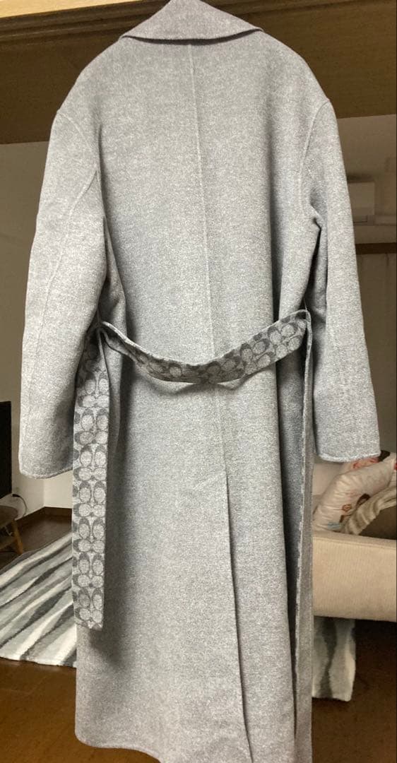 COACH グレー ダブルブレスト ロングコート