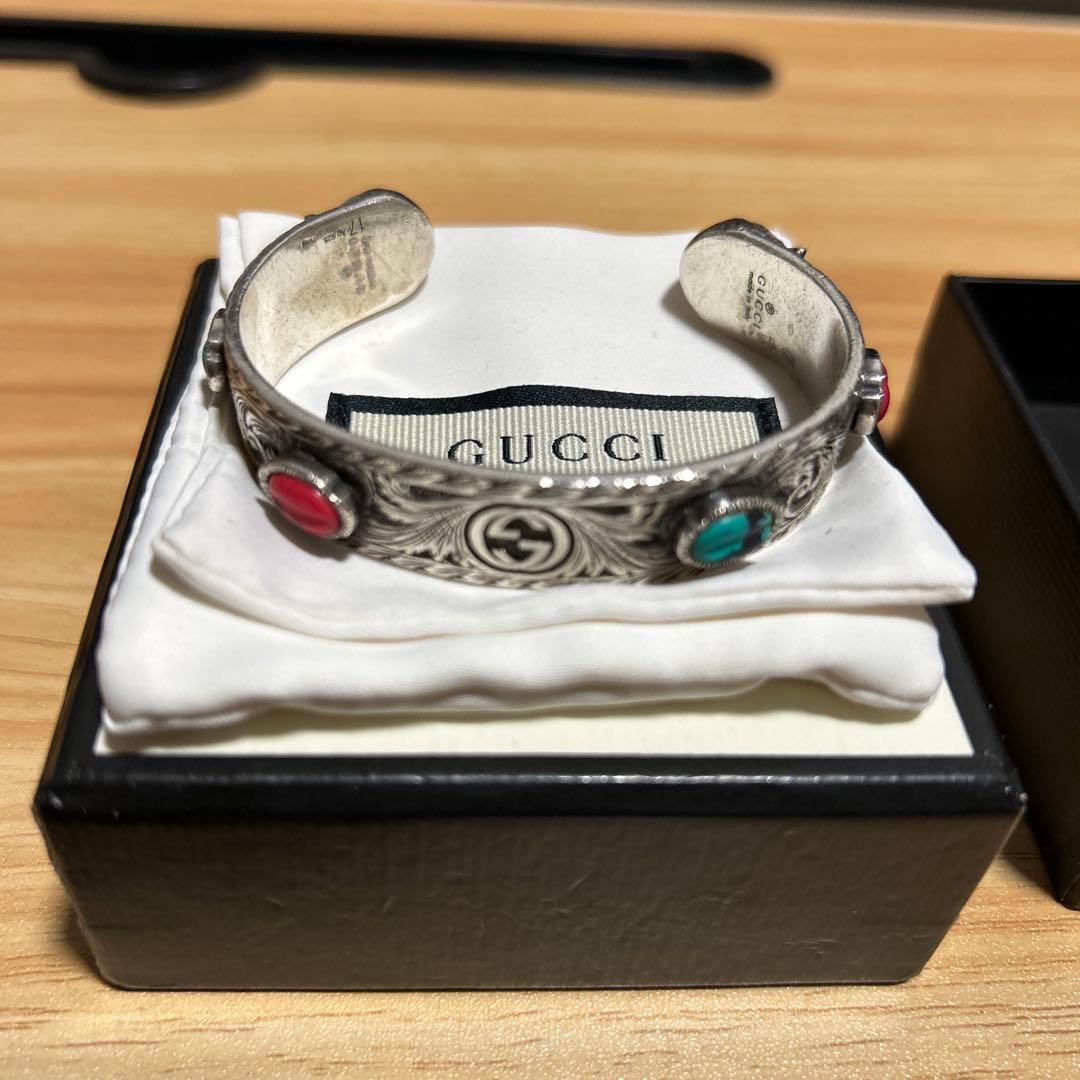 グッチ キャットヘッド バングル サイズ17 Ag925 シルバーバングル
