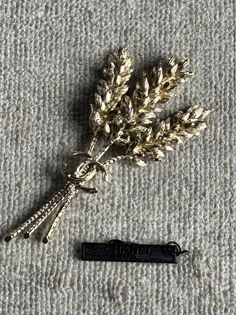 Ｙs　美品　CHANEL ゴールド 稲穂モチーフブローチ 希少　14cm