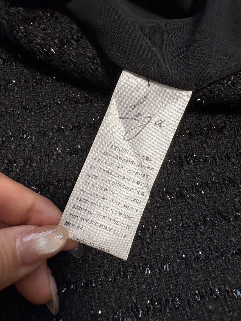 【美品】Leja レジャ ボレロパフスリーブ花柄ワッフルドレス