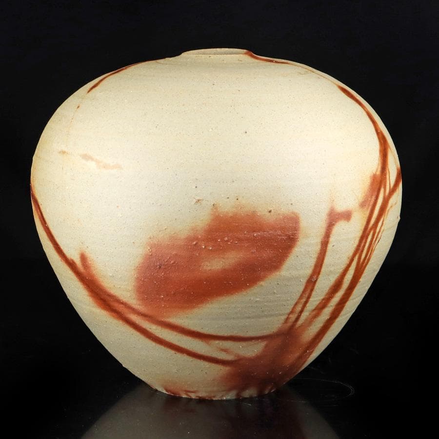 専用 Y2917 人間国宝 伊勢崎淳 備前焼 大壷 35㎝ 飾壷 共箱