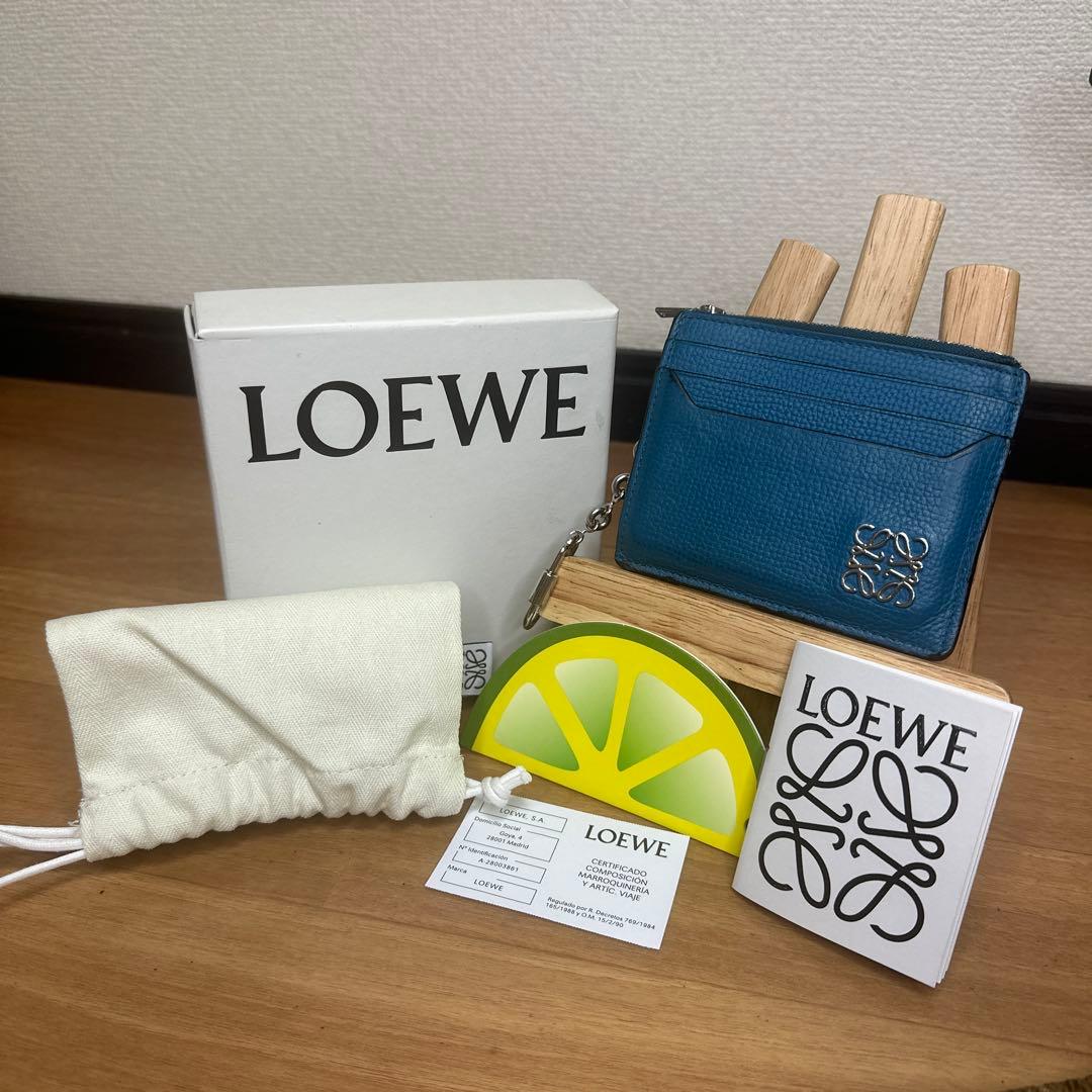 LOEWE ロエベ　ケース　スクエアカードホルダー　アナグラム　青