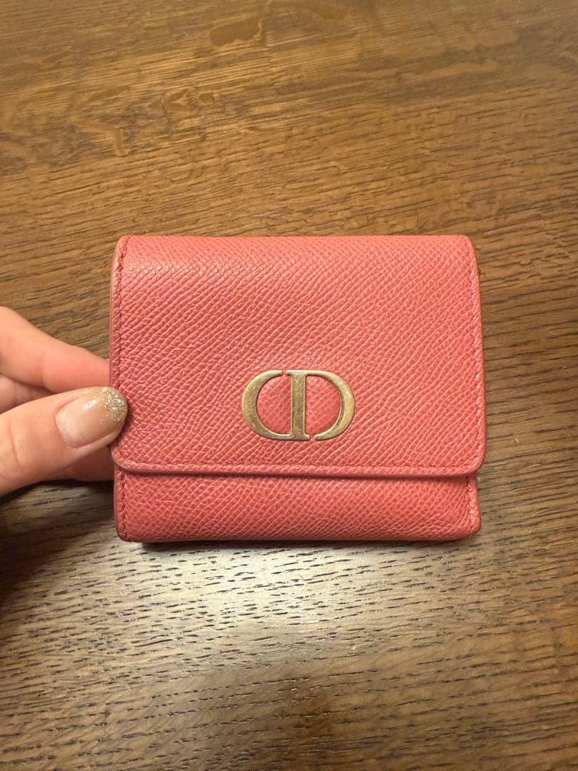 Dior ピンク 三つ折財布 MONTAIGNE ロータスウォレット