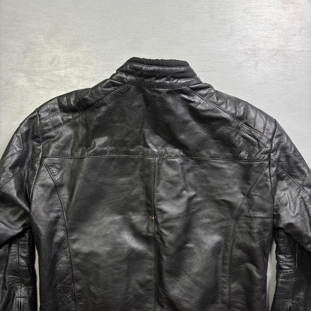 vintage レザーライダースジャケット　パンチングレザー　本革オールレザー