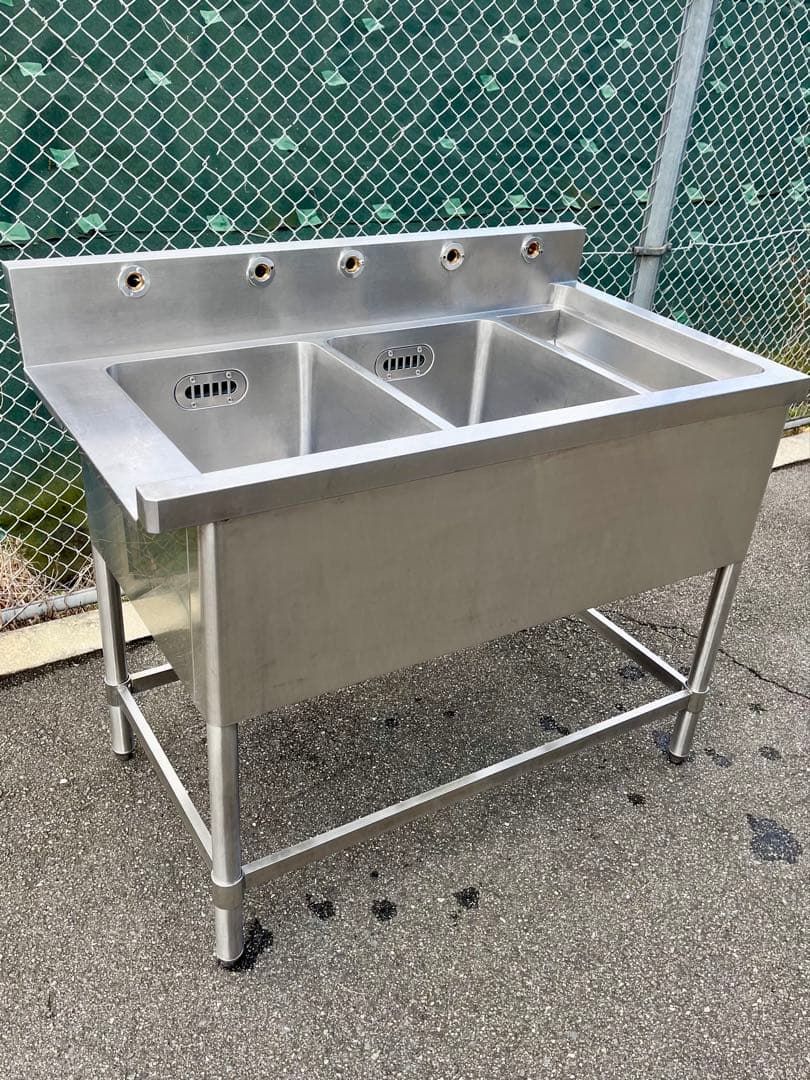 ステンレス2槽ダスト付きソイルドシンク　流し台　1030×600×800