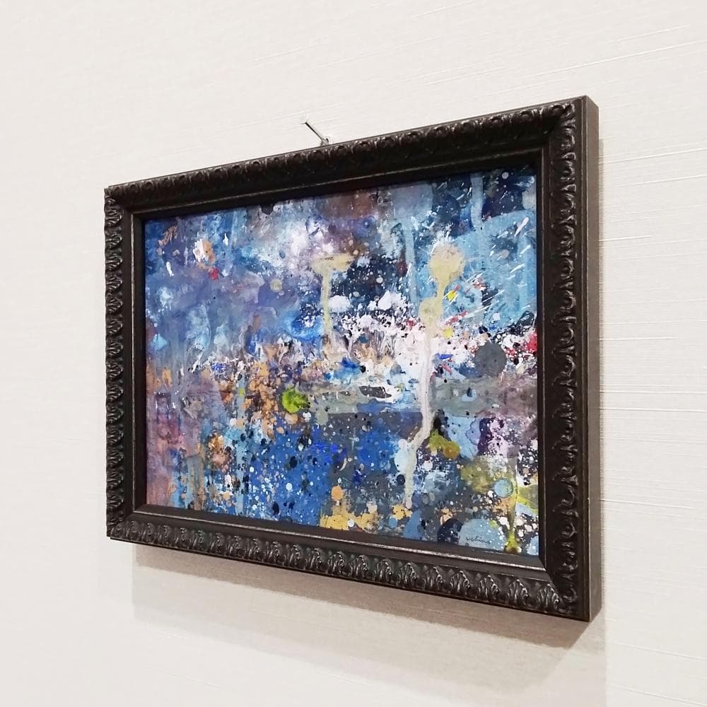 内野隆文　スターリーナイト　絵画　段ボールにアクリル　現代アート　抽象画　額縁