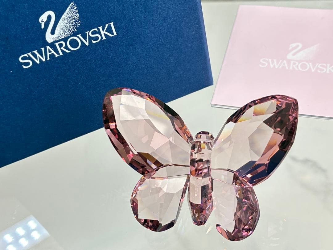 スワロフスキー バタフライ 蝶 置物ピンク