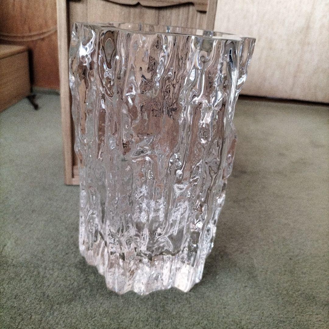 日本芸術院賞、各務鉱三作クリスタル花瓶　未使用