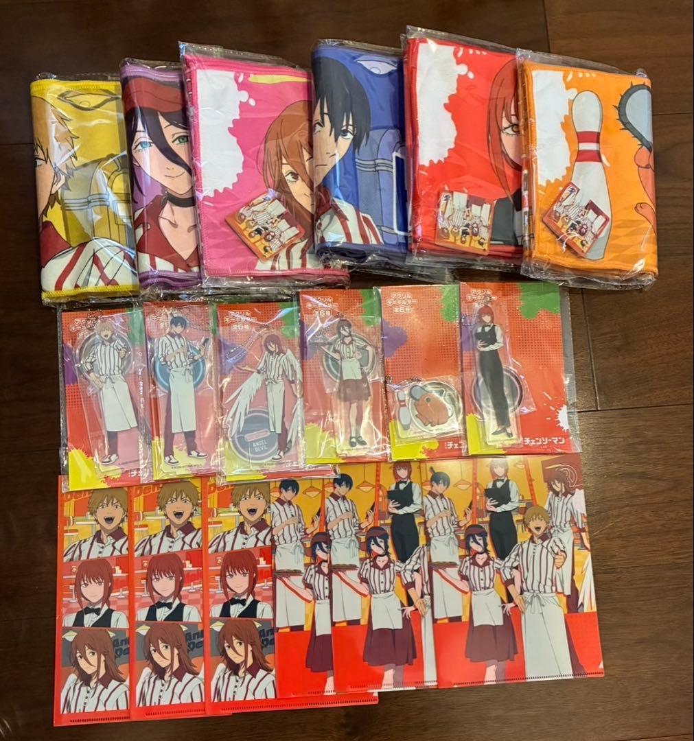 ラウンドワン　チェンソーマン　タオル アクリルキーホルダー　クリアファイル