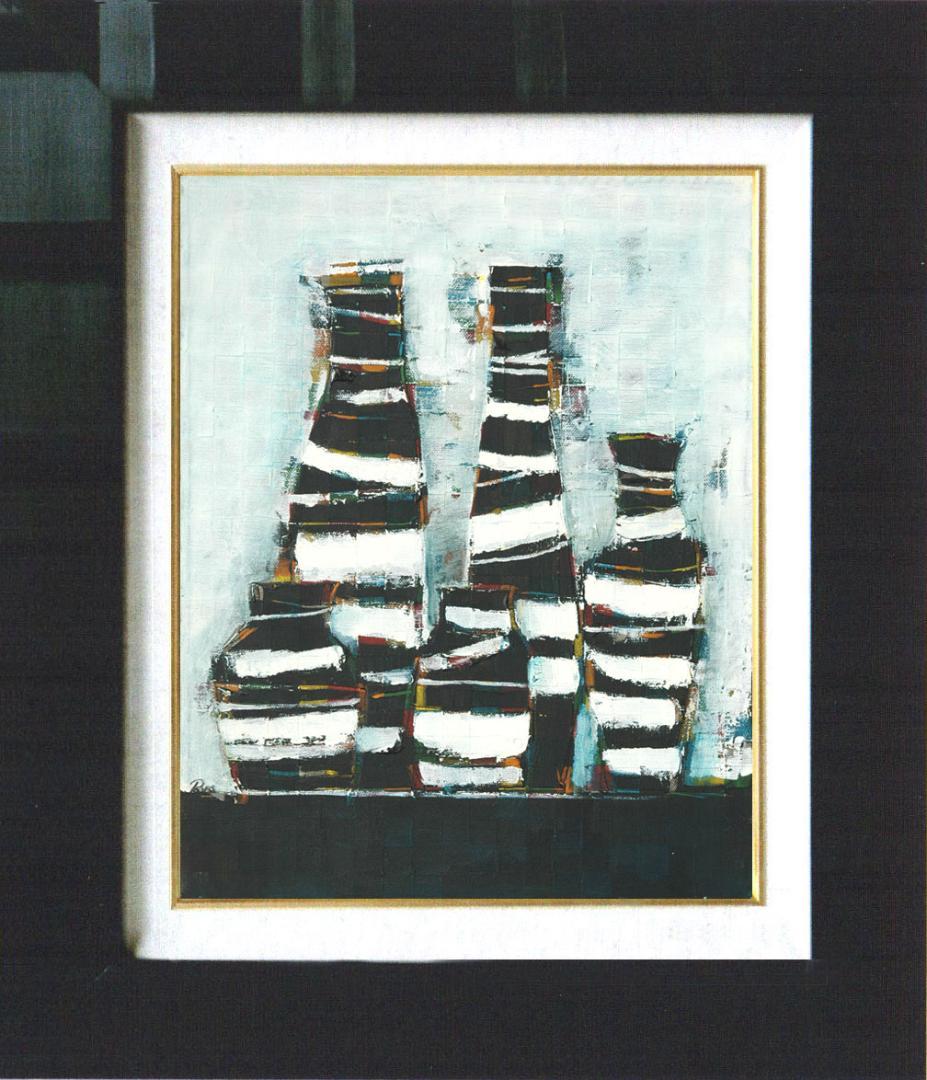 油絵 菅家令子 絵 絵画インテリア 額付(黒) uF6-063104 静物 花瓶