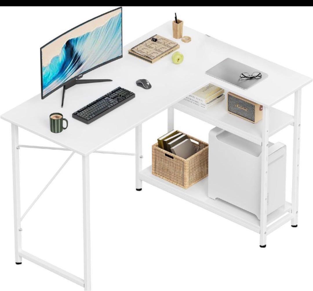 新品　L字　デスク　PCデスク　棚付きデスク