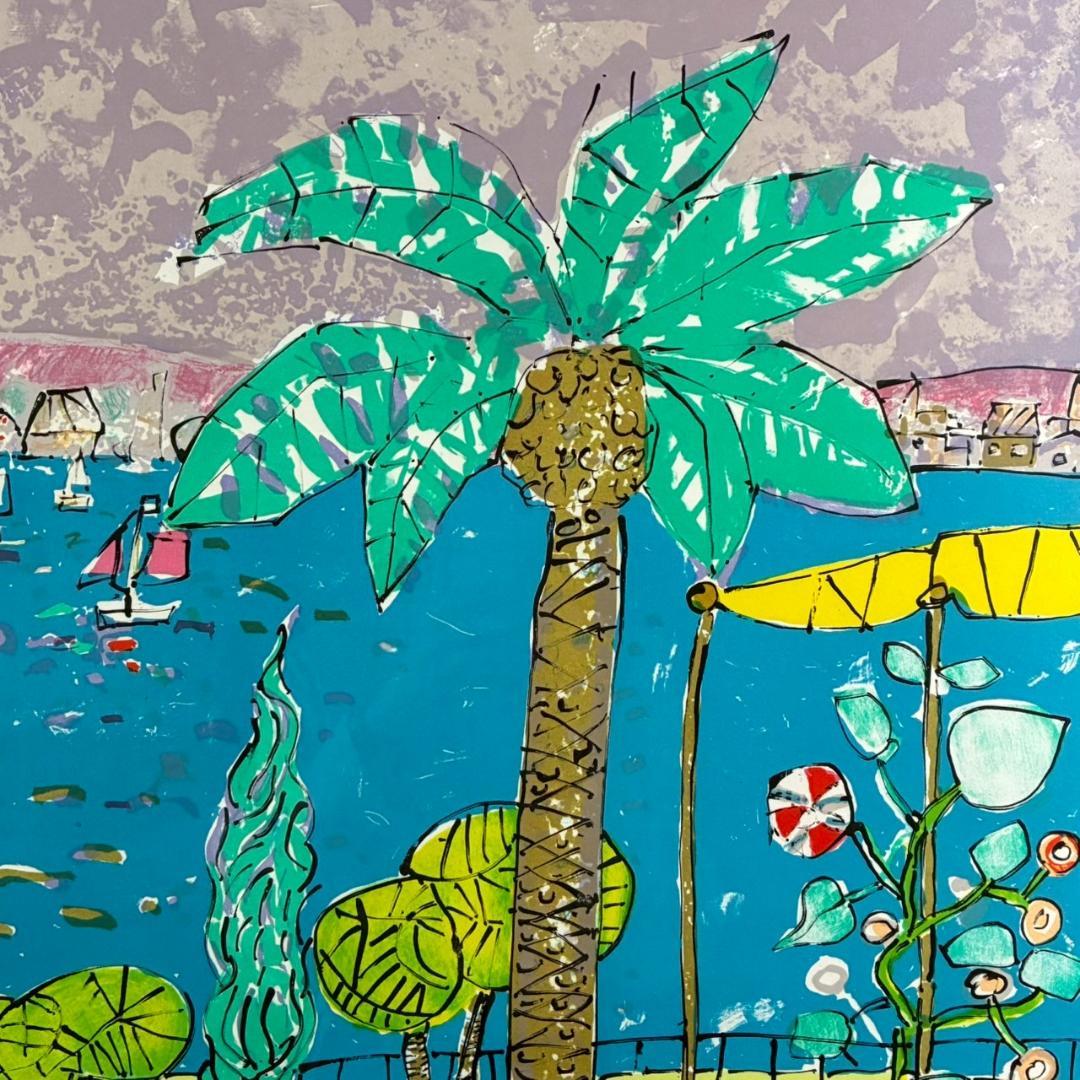 美品 ポール・アイズピリ「ボーバロンの眺め」大作リトグラフ サイン入 可愛い額装