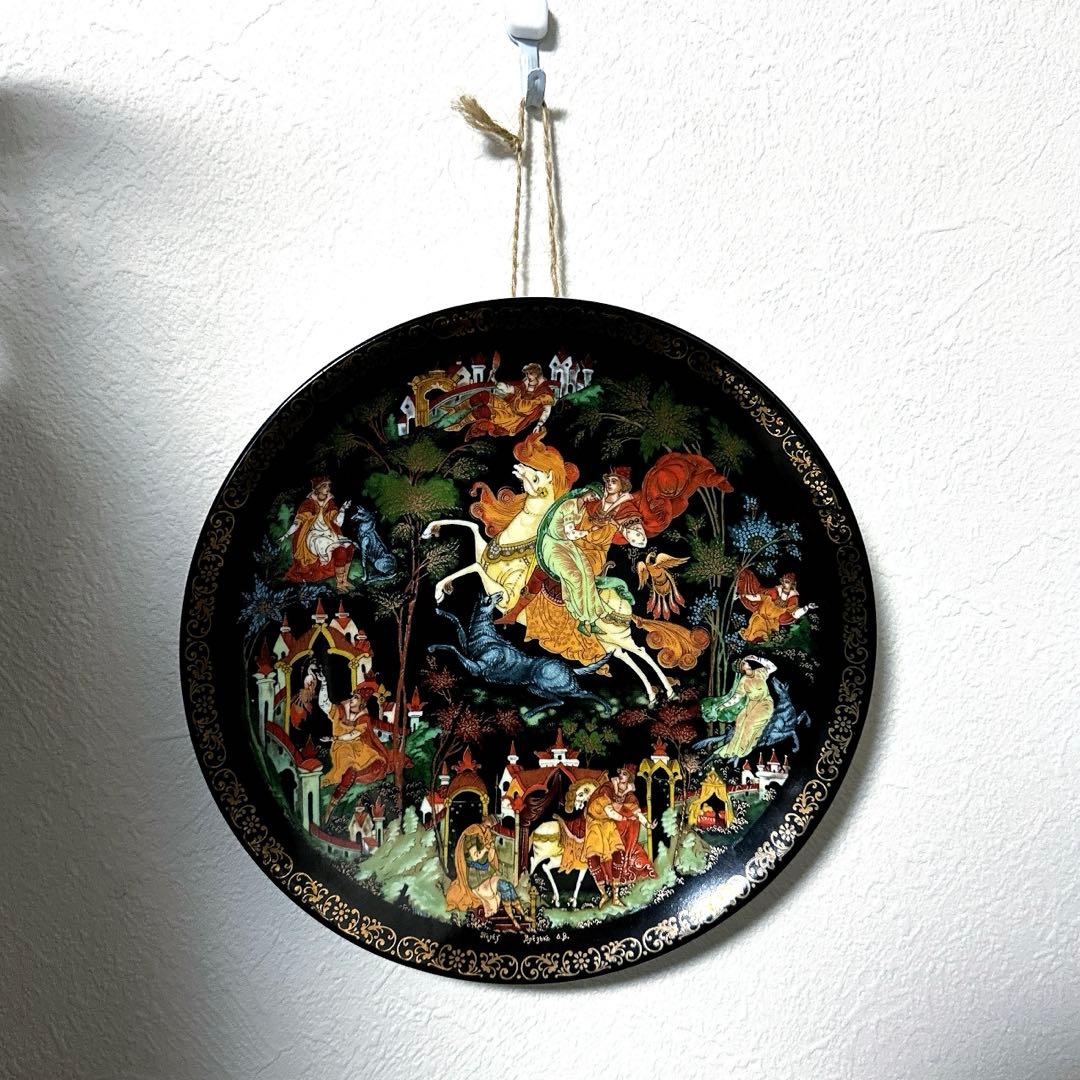 【希少】【入手困難】ロシアの伝統的なラッカー磁器　直径約20cm