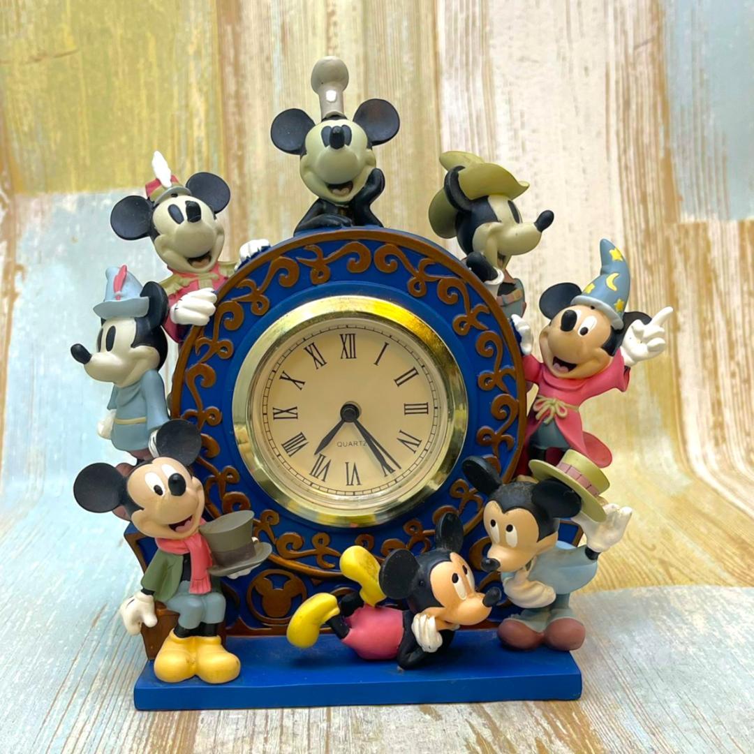 ミッキーマウス 置時計 蒸気船ウィリー 魔法使いの弟子 ミッキーの二挺拳銃