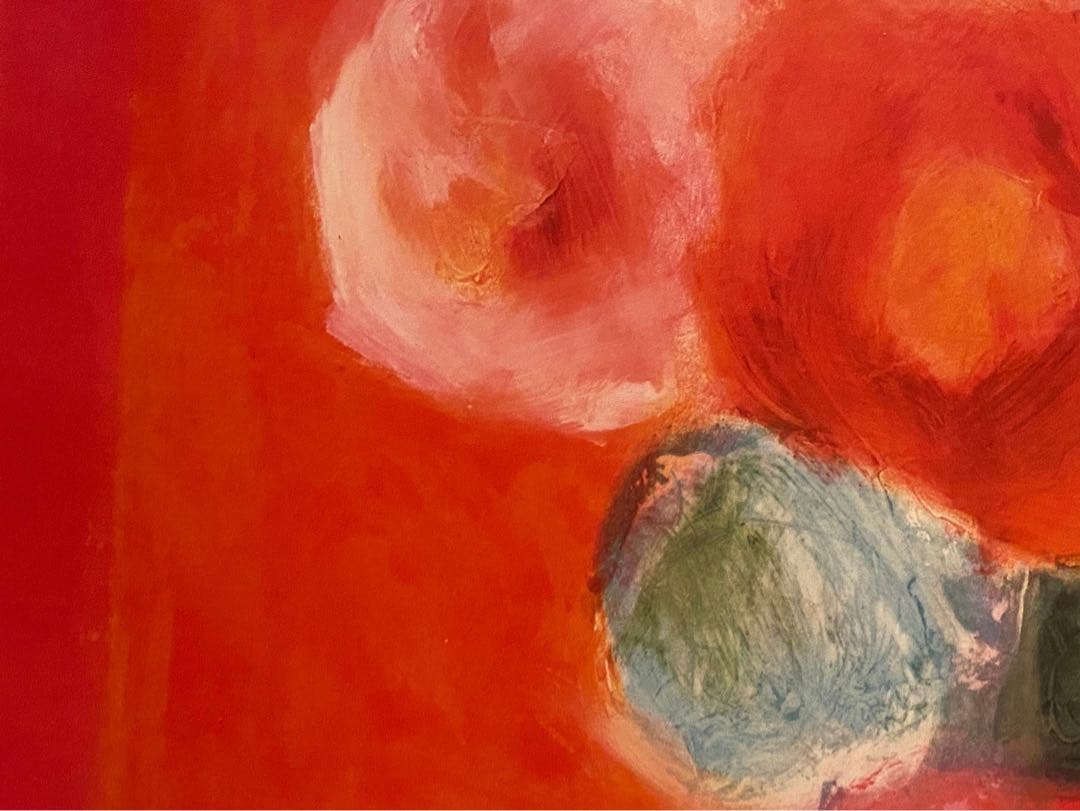 シルビア 花 薔薇 花瓶 バンケット オレンジ背景 額縁 アート