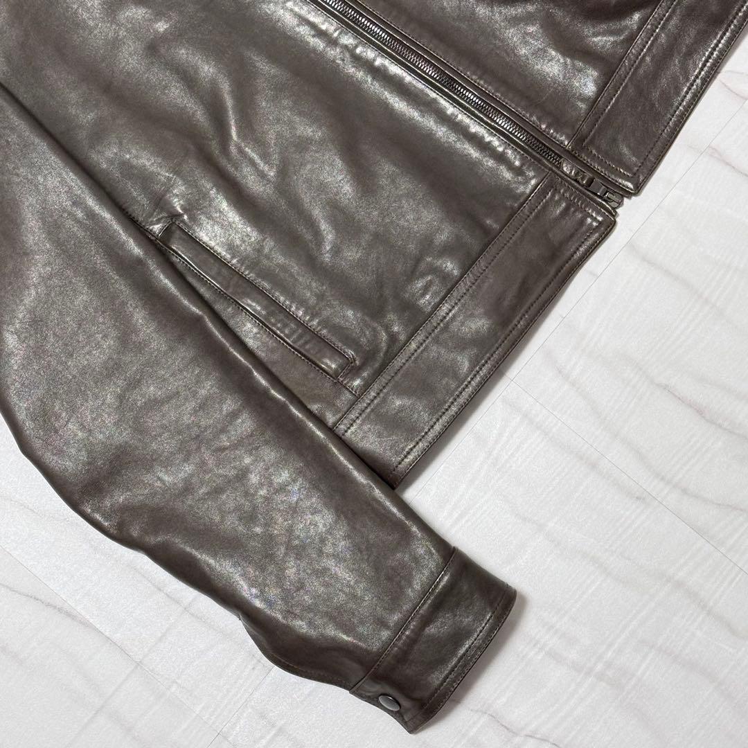 希少✨54 エンメティ ユーリ ラムスキン シングルライダース レザージャケット