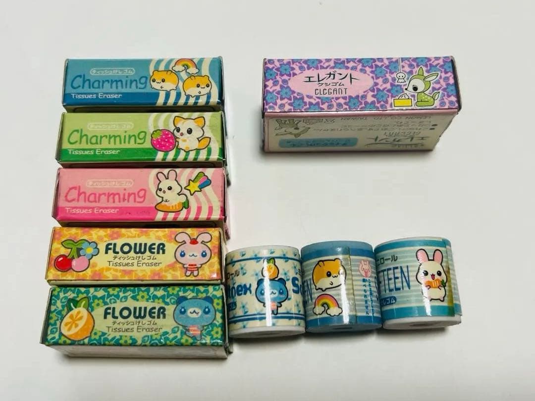 平成レトロ ティッシュ トイレットペーパー消しゴムセット