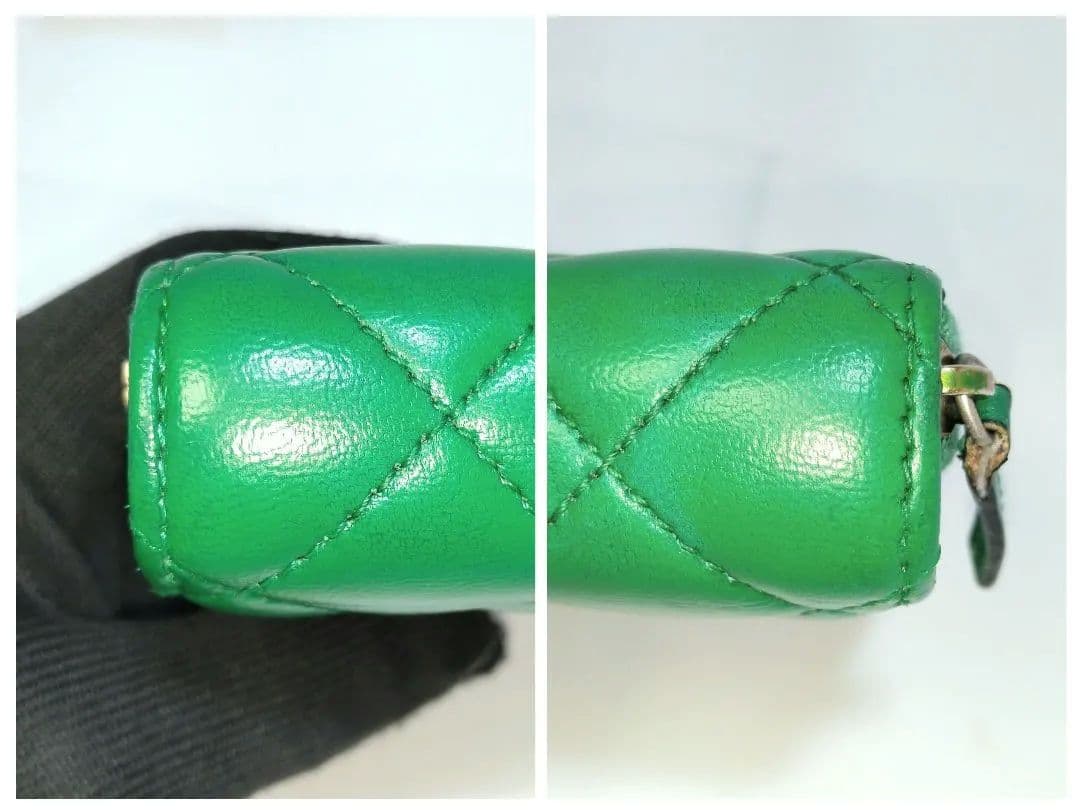 VERSACE ヴェルサーチ キルティング 二つ折り財布 レザー グリーン 緑