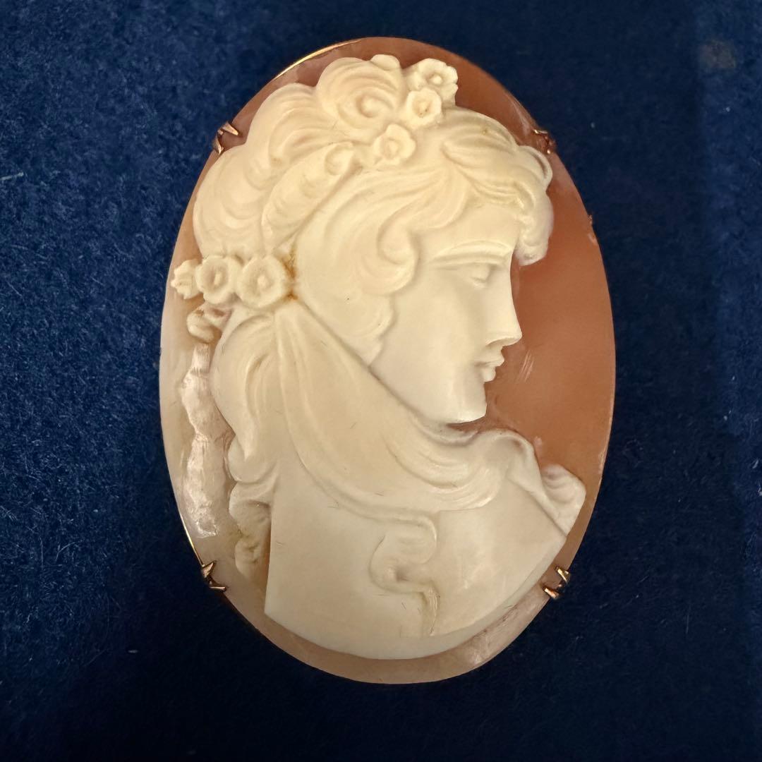 K18 カメオ ブローチ ペンダントトップ シェル 天然貝 高島屋 重量約11g