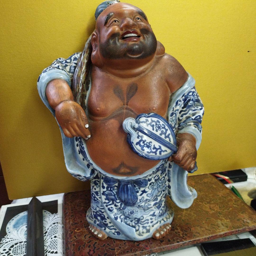 九谷焼陶器 布袋様 骨董品 招福 高さ ３８ｃｍ