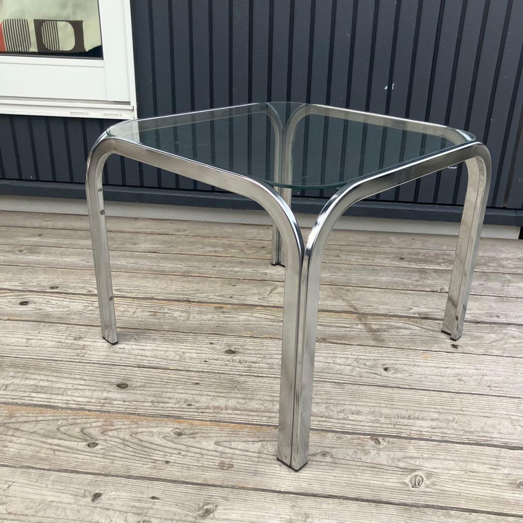 ミッドセンチュリー アイアンフレーム センターテーブル ガラステーブル 正方形