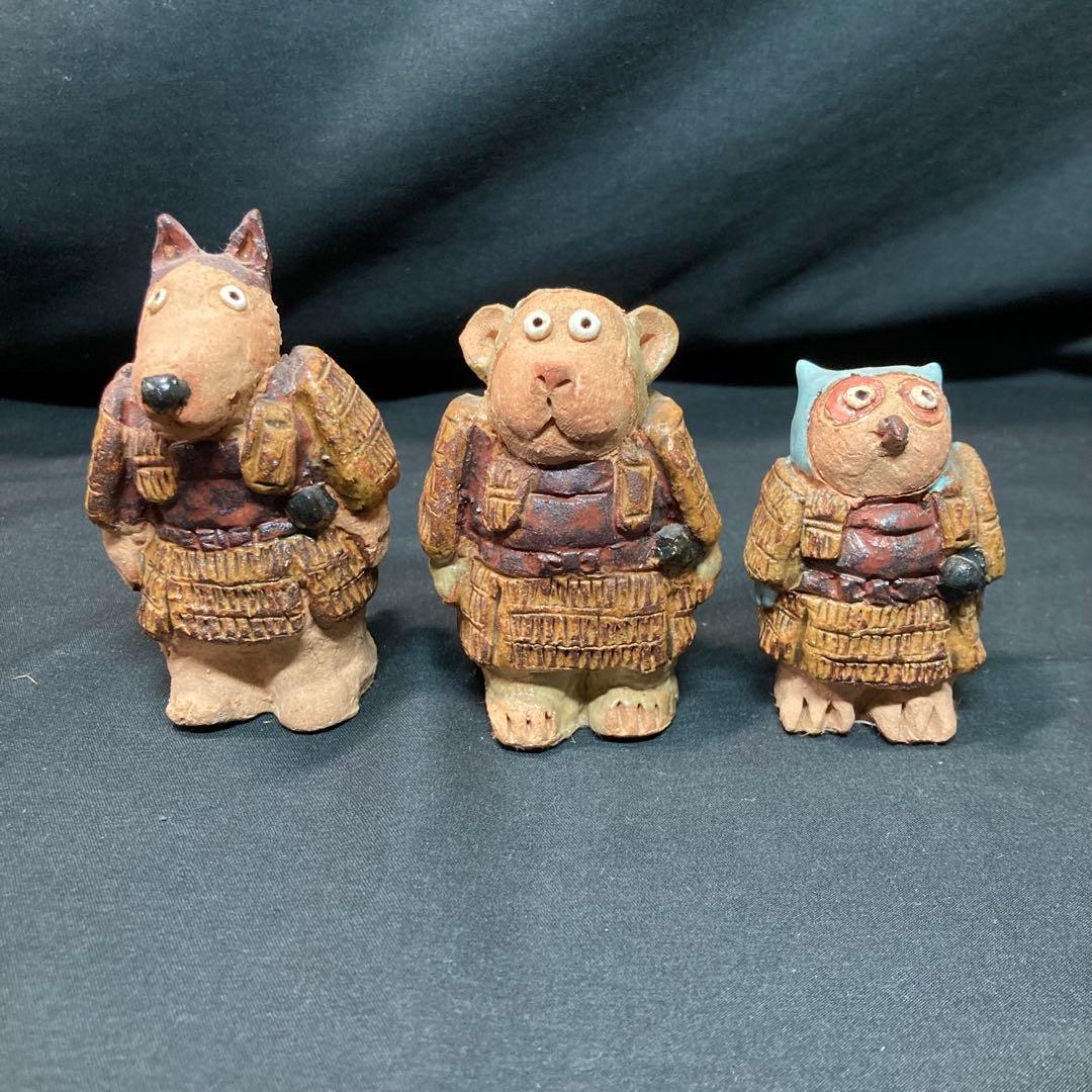 【美品】ささきようこ 陶人形 桃太郎とお供 4点セット