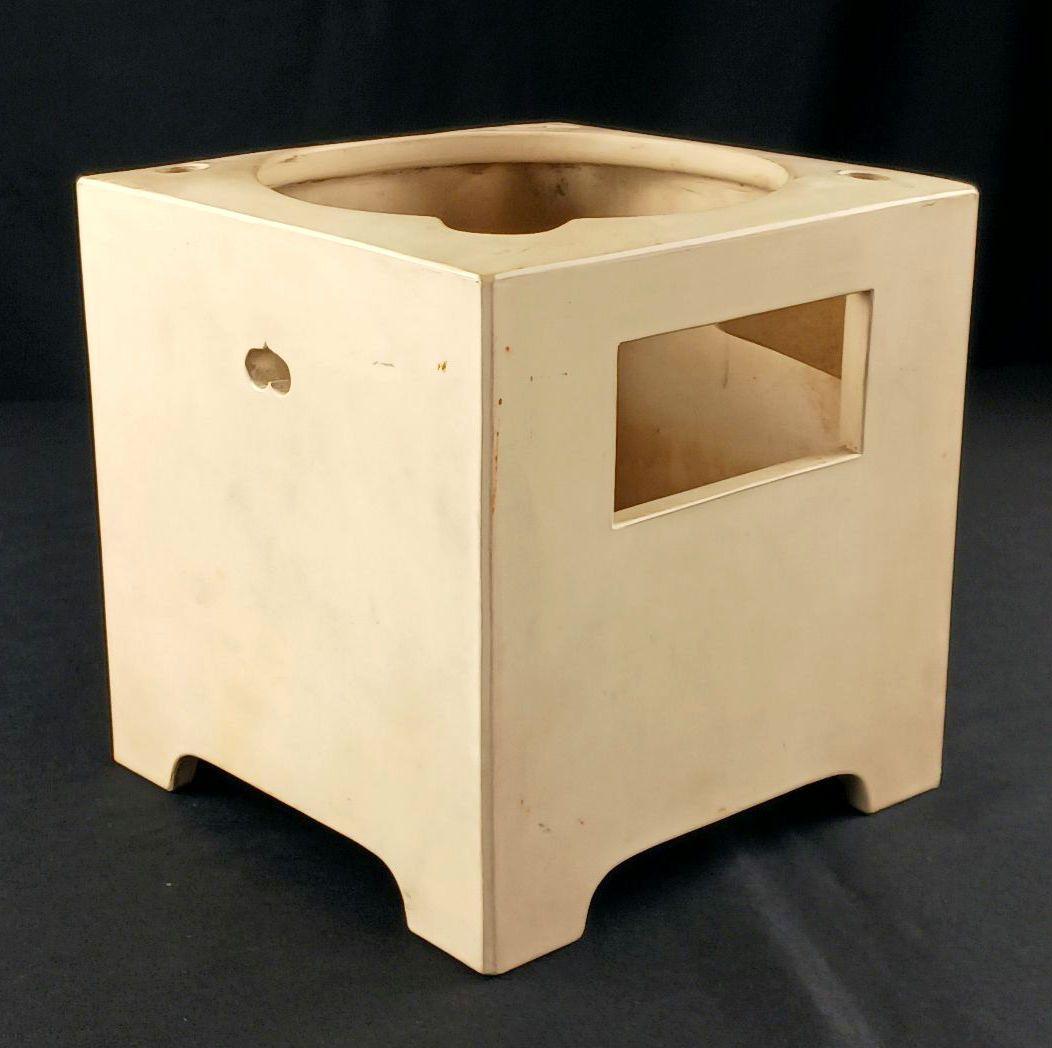 Y2522 角涼炉 本湊焼 吉左衛門造 角印 高さ19.5㎝ 19×19㎝　ma