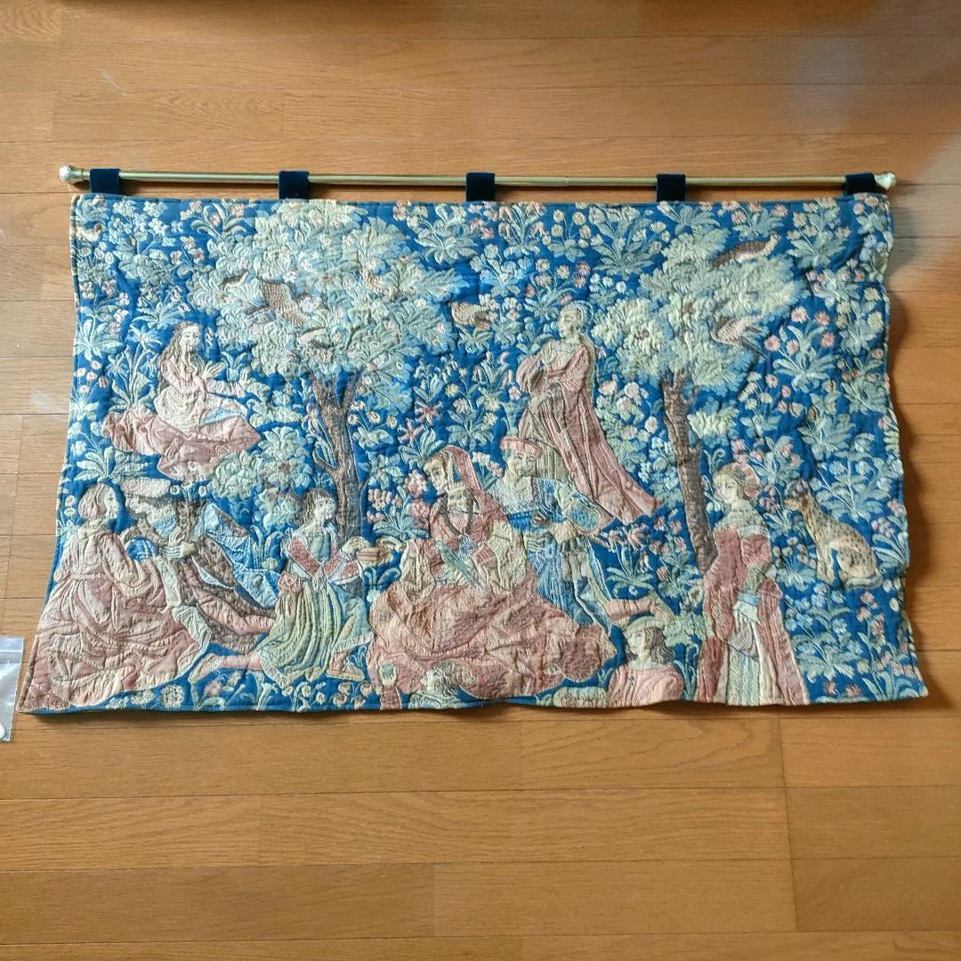 ヴィンテージ メイドインフランス タペストリー のれん　棒通し・棒付き