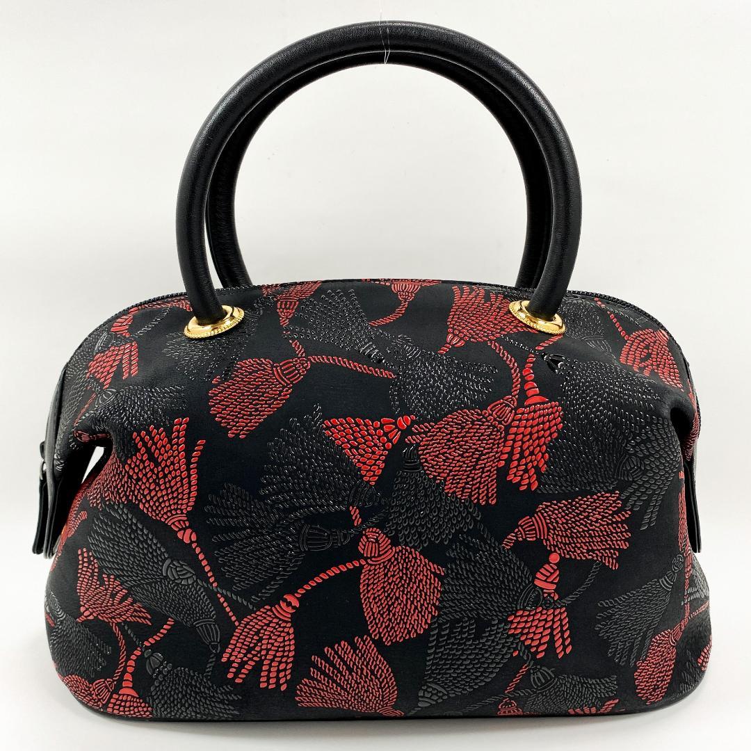 印傳屋 INDEN-YA ベネッセージ 房柄 ハンドバッグ 甲州印伝 鹿革