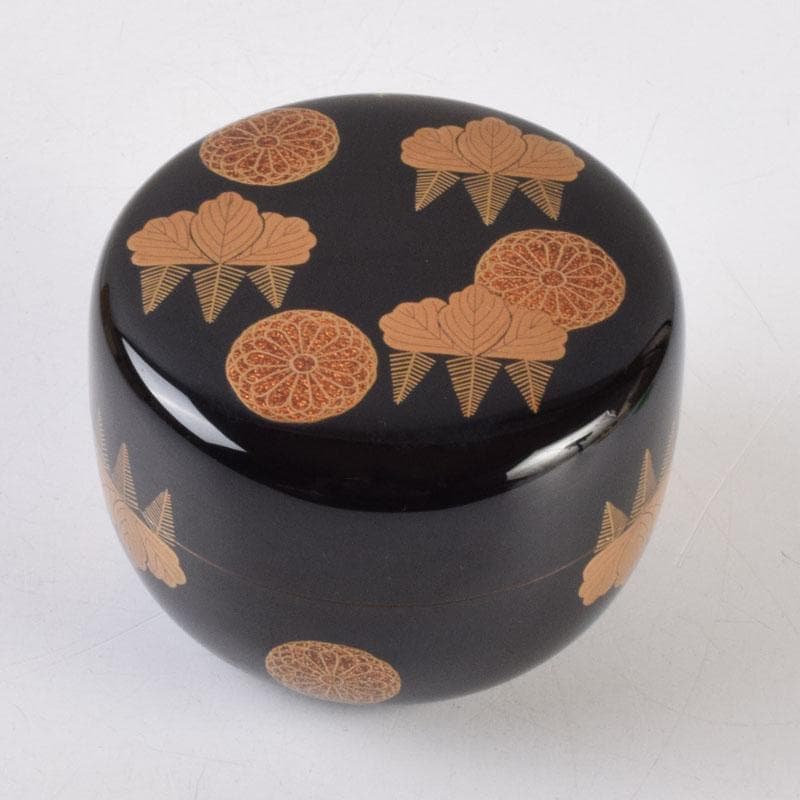 茶道具　北村葵春作　菊桐蒔絵　内銀溜　平棗　共箱　V　8726