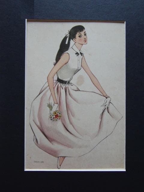 昭和レトロ、中原淳一、【白いブラウス】、美少女、年代物・希少画集画