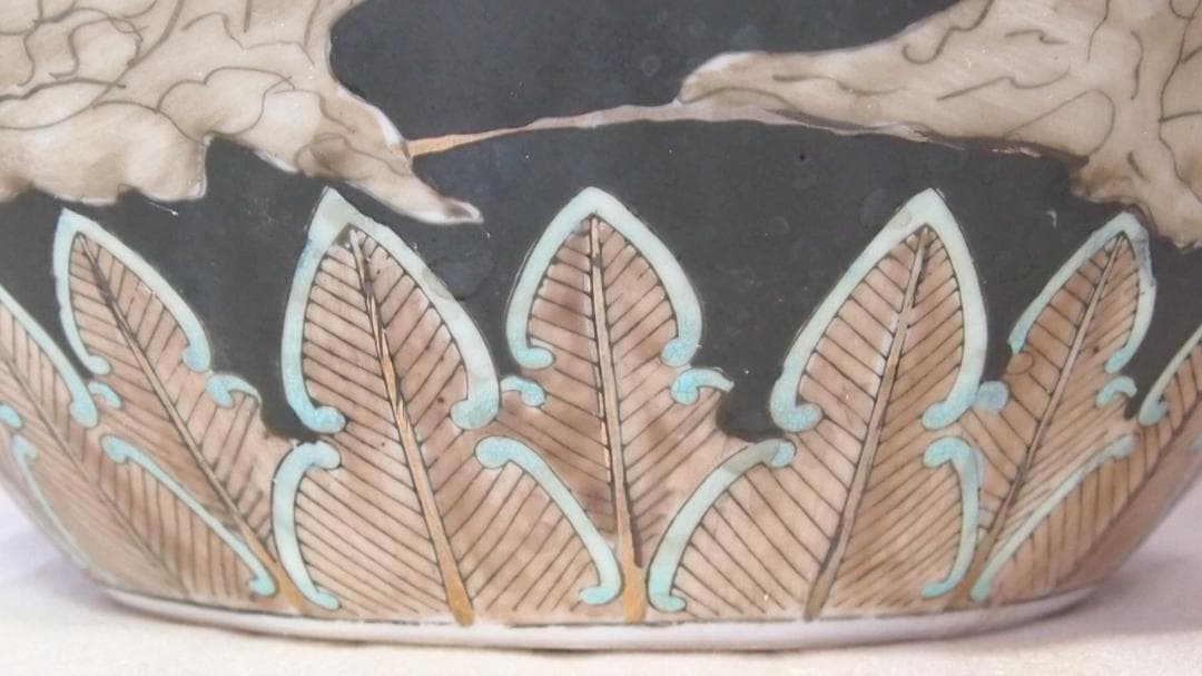 【時代の美品】中国古玩 大清同治年製 花瓶 一対/2個 雲松鶴図 壺/つぼ/花器