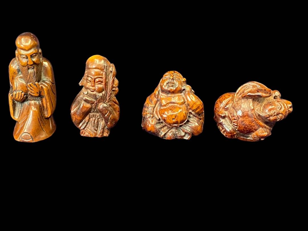 根付　七福神　提げ物　彫刻　骨董　時代