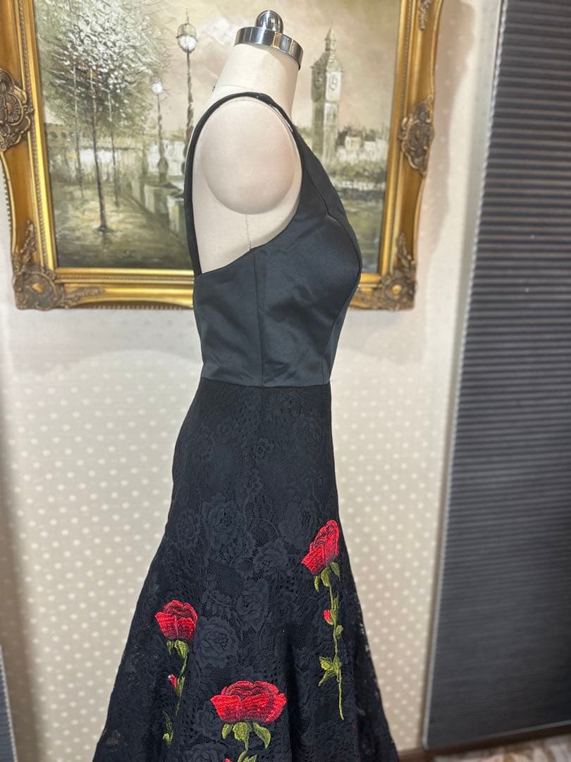 高級薔薇刺繍✨Aラインロングドレスス誕生日二次会パティーキャバ嬢ナイトクラブ