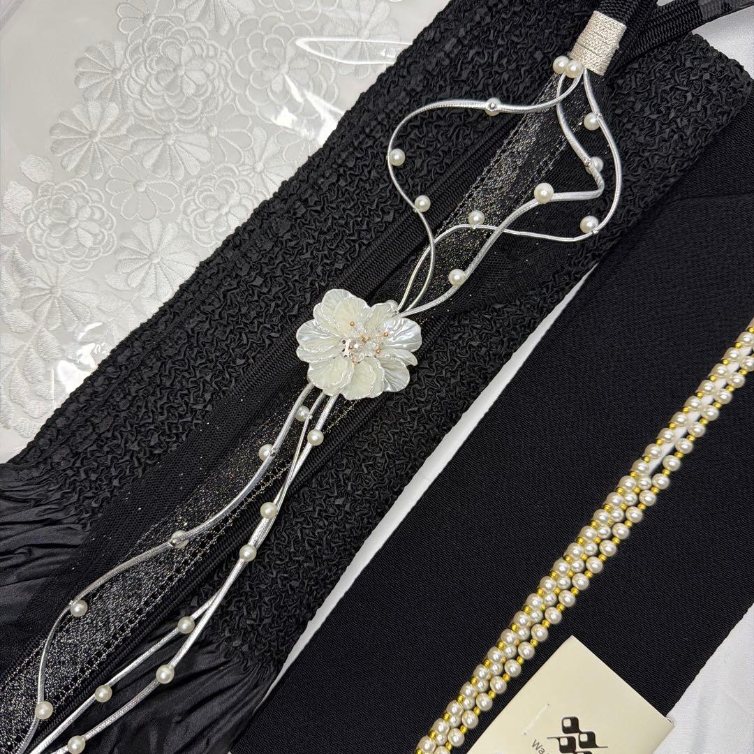 新品　帯締め　帯揚げ　半襟　重ね襟　セット　振袖用　2026年モデル品　黒