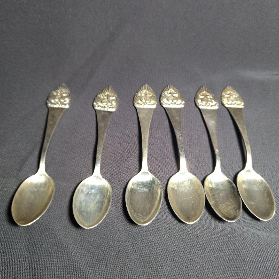 銀製　彫金　ハンドル付きバスケット　スプーン　セット