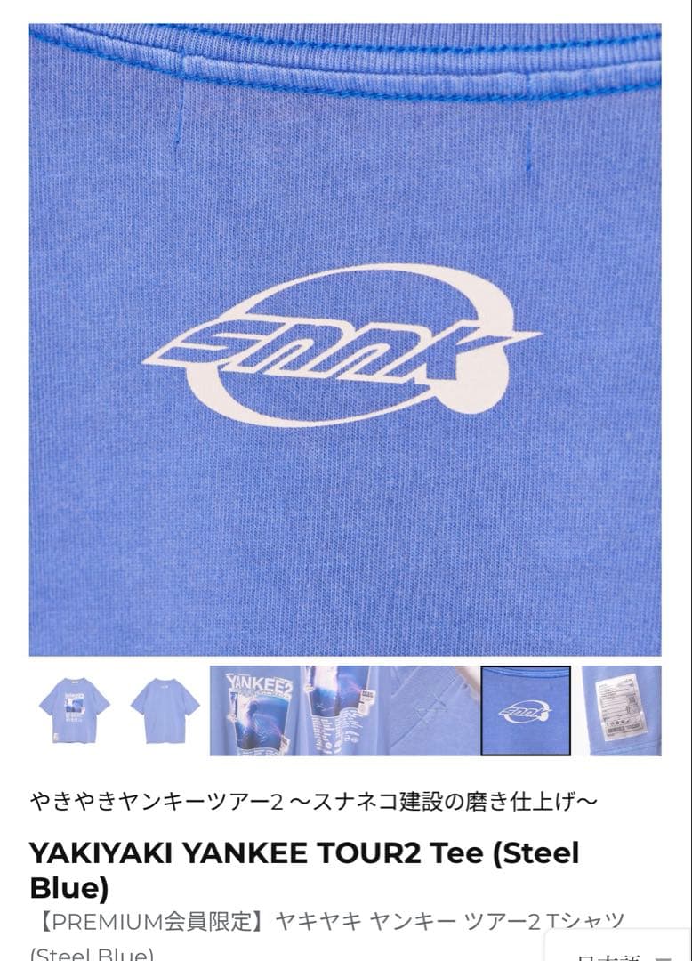 ミュージシャン YAKIYAKI YANKEE TOUR2 Tee (Steel Blue) M