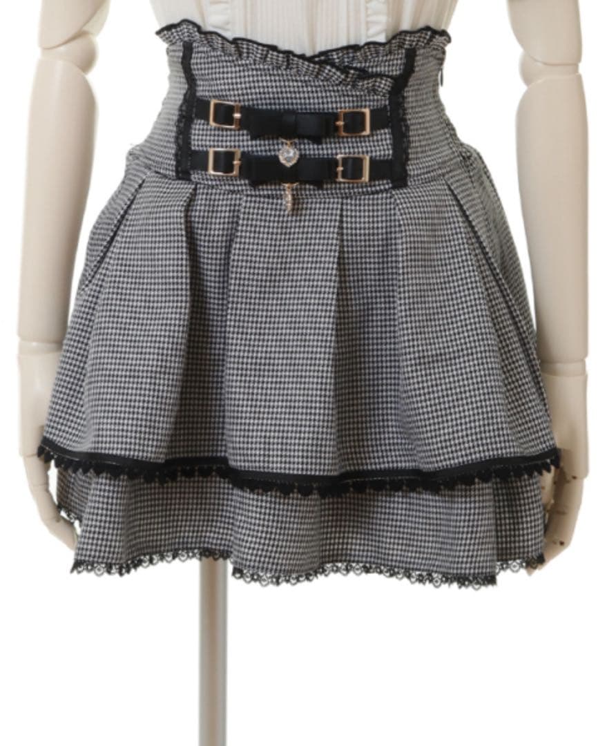 LIZLISA リズリサ　2連リボンベルトスカパン ブラック　ブラックチェック