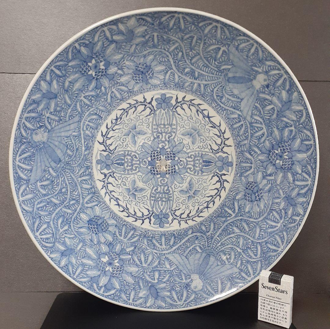 【美術館級の逸品❗】江戸時代　古伊万里染付　鳳凰花散　56.4cm大鉢　完品❗️