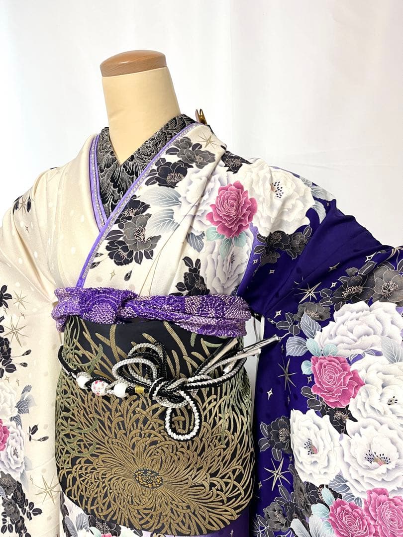 【美おり】振袖 正絹 振袖フルセット 7点セット 成人式 エレガント 牡丹