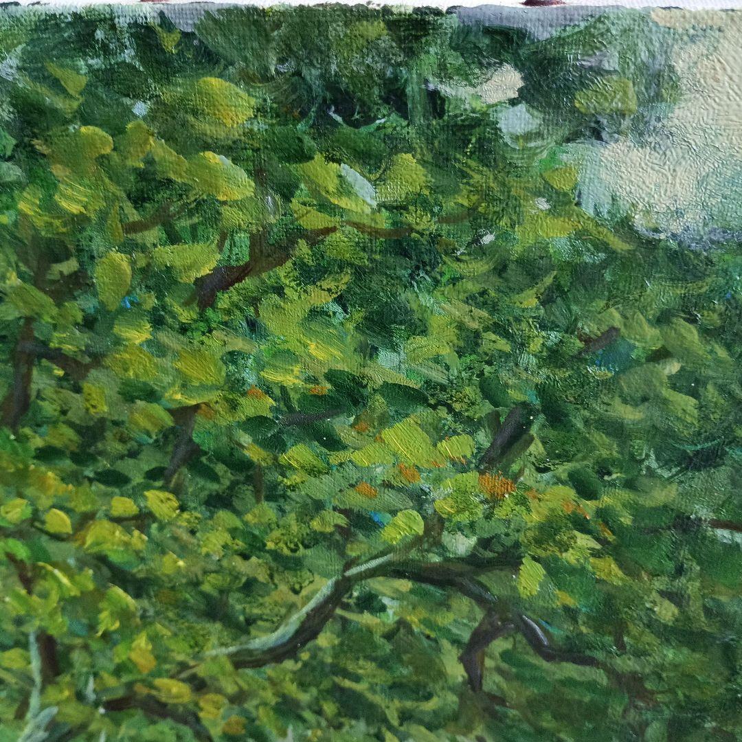 4262）松本竹敏　油絵F１５号「馬牛のいる風景　１９７５年」独立美術協会所属