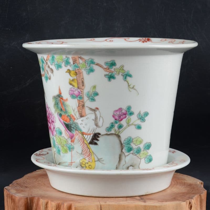 パステル錦鶏牡丹花鳥紋鉢 花鉢盆栽 小品盆栽鉢 大品盆栽鉢