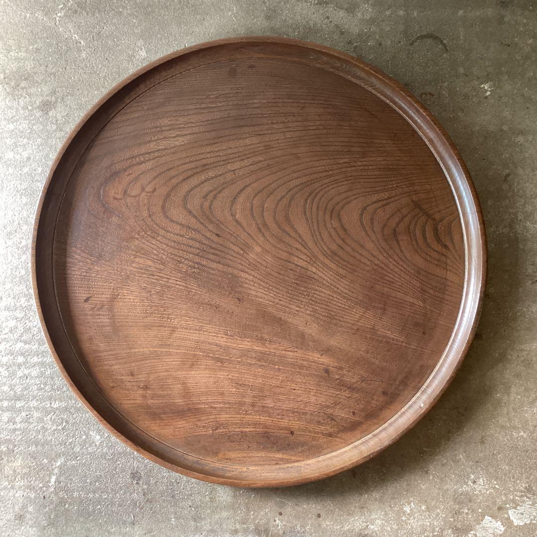 大きな丸盆　直径56cm お盆　おぼん　木のプレート　天然木　栗盆　くりぬき盆