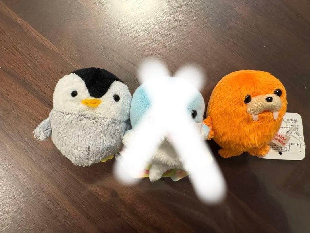 ミニビーンズ　アザラシ・ペンギン・イルカ・セイウチぬいぐるみとサンタ帽子セット