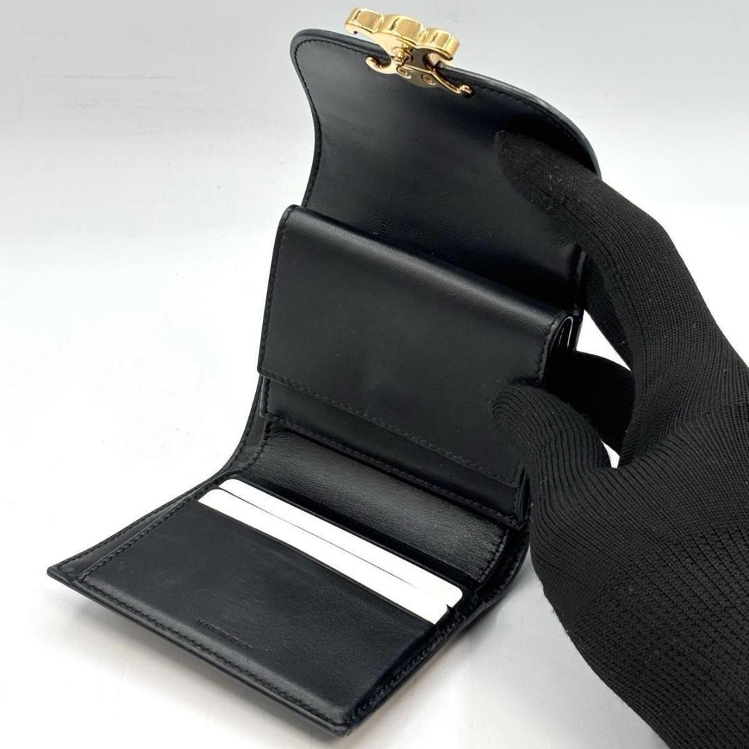 定価17万 セリーヌ 袋 トリオンフ キャンバス 三つ折り財布 エンブロイダリー