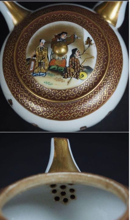 送料無料　明治～大正期九谷焼　仙人図急須　★希少品★　煎茶道具