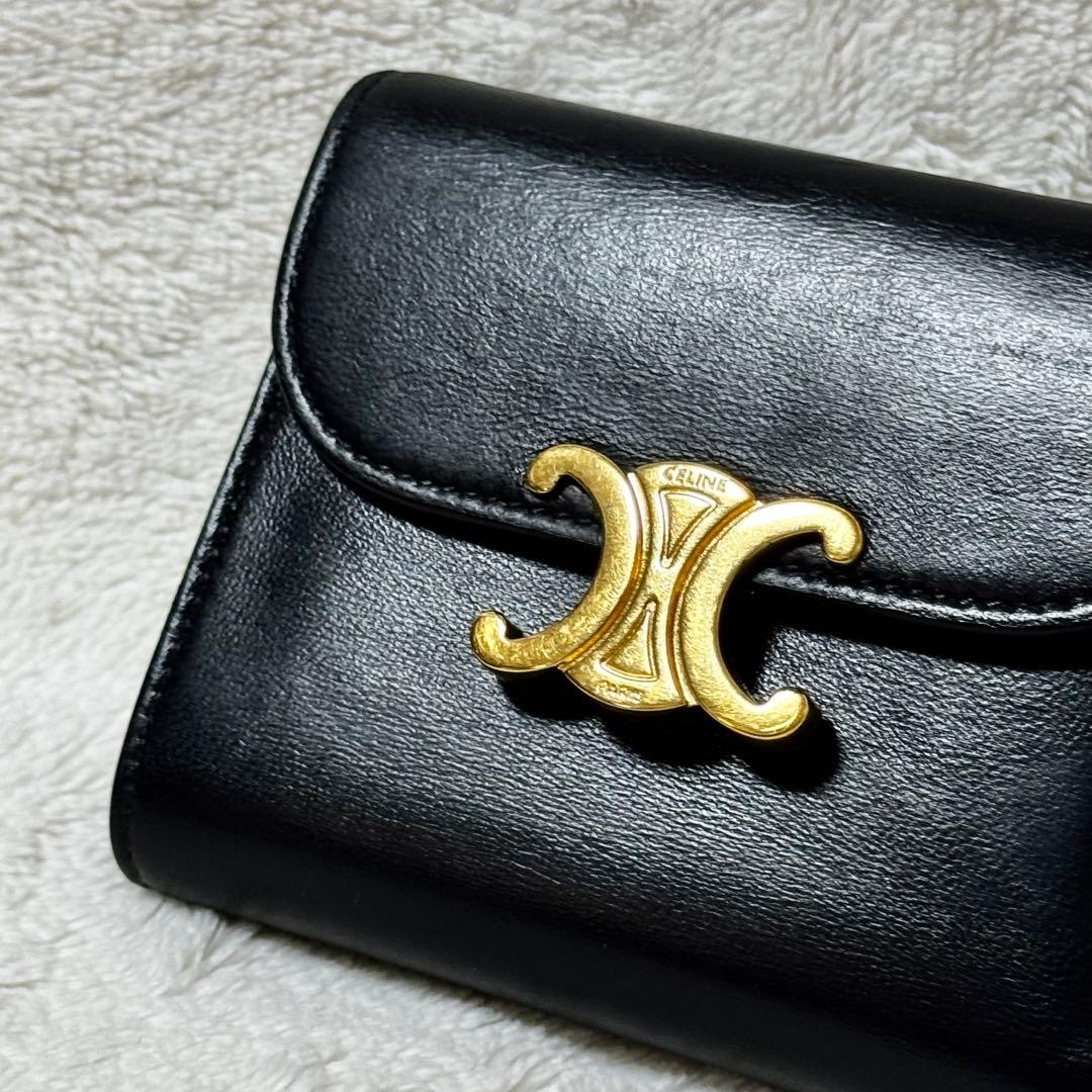 セリーヌ CELINE スモールフラップウォレット　カーフスキン　ブラック